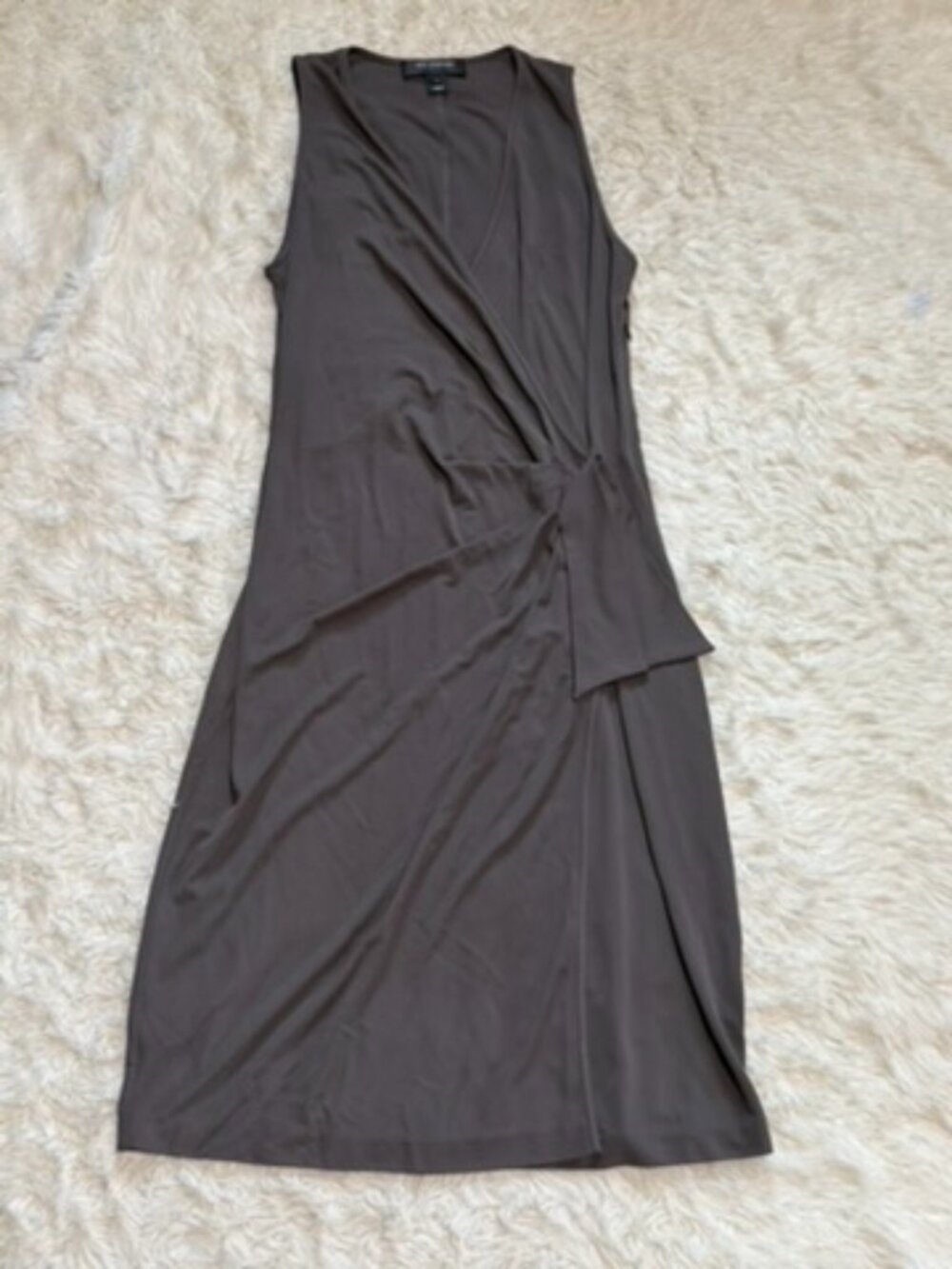 St. John Faux Wrap Brown Jersey Dress - Size 8